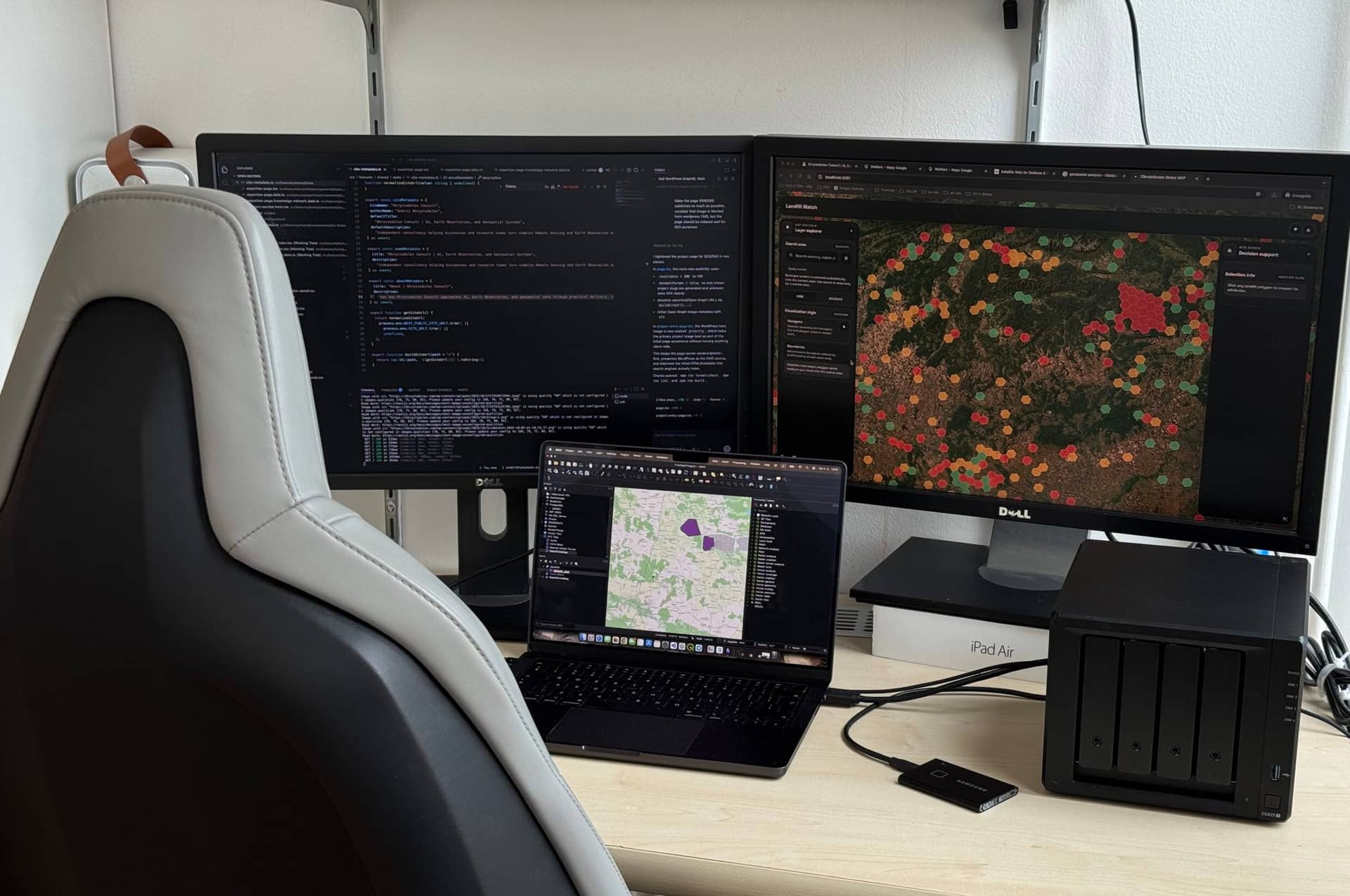 Product development workspace with screens, notes, and tools used for planning and delivery